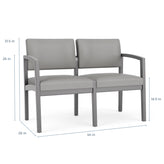 Lenox Wood Waiting Reception 2 Seat Tandem Seating Wood Frame No Center Arm