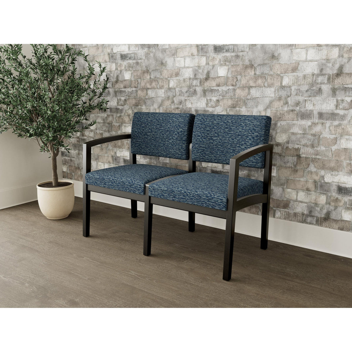 Lenox Wood Waiting Reception 2 Seat Tandem Seating Wood Frame No Center Arm