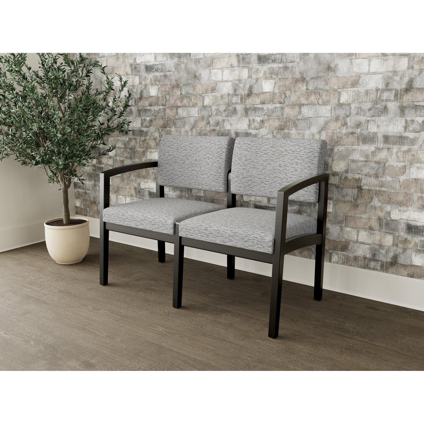 Lenox Wood Waiting Reception 2 Seat Tandem Seating Wood Frame No Center Arm