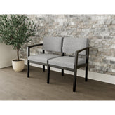 Lenox Wood Waiting Reception 2 Seat Tandem Seating Wood Frame No Center Arm