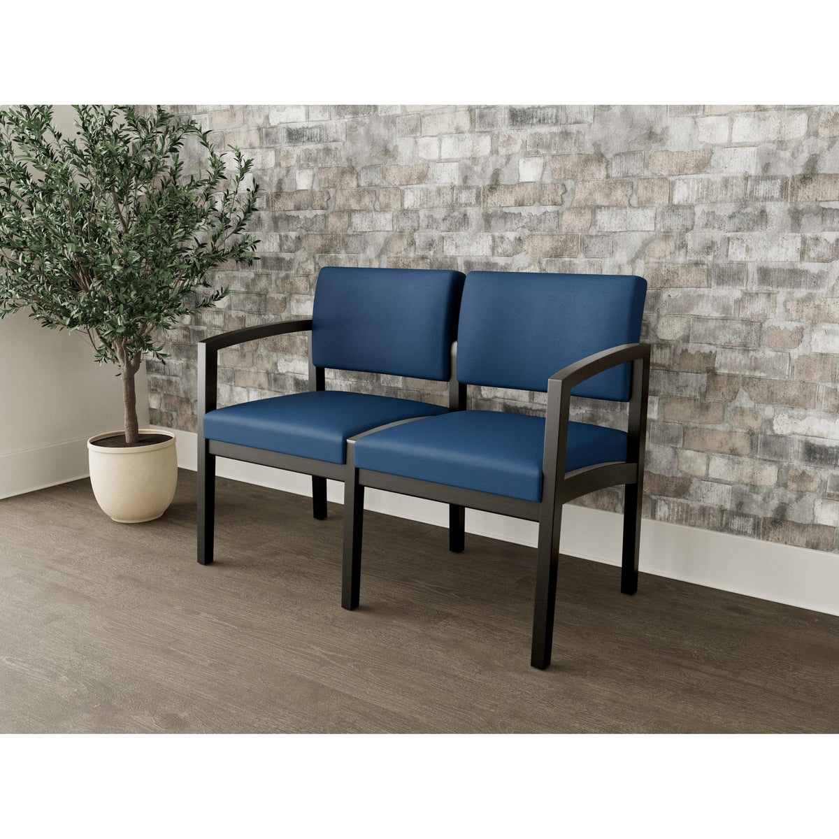 Lenox Wood Waiting Reception 2 Seat Tandem Seating Wood Frame No Center Arm