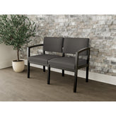 Lenox Wood Waiting Reception 2 Seat Tandem Seating Wood Frame No Center Arm