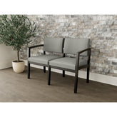 Lenox Wood Waiting Reception 2 Seat Tandem Seating Wood Frame No Center Arm