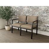 Lenox Wood Waiting Reception 2 Seat Tandem Seating Wood Frame No Center Arm