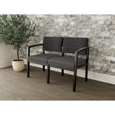 Lenox Wood Waiting Reception 2 Seat Tandem Seating Wood Frame No Center Arm