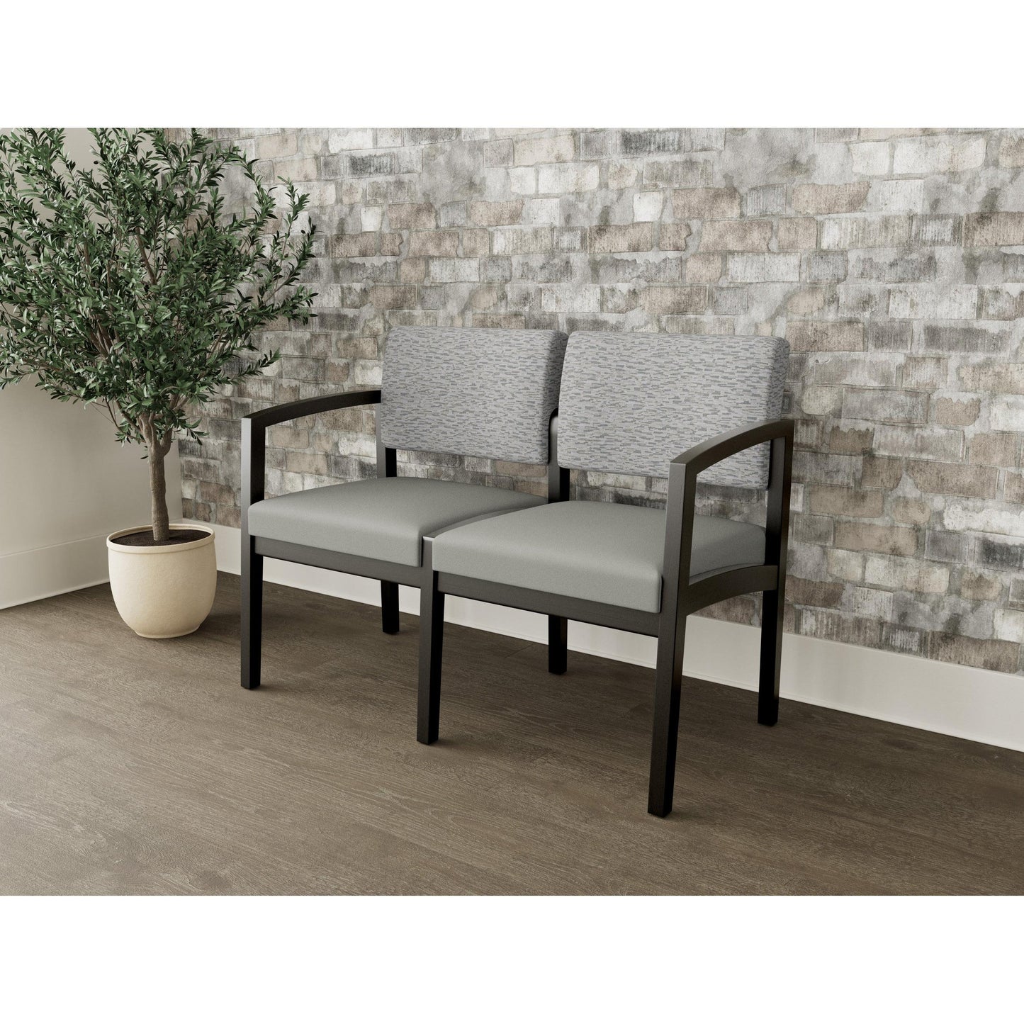 Lenox Wood Waiting Reception 2 Seat Tandem Seating Wood Frame No Center Arm