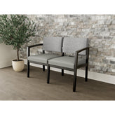 Lenox Wood Waiting Reception 2 Seat Tandem Seating Wood Frame No Center Arm