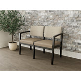 Lenox Wood Waiting Reception 2 Seat Tandem Seating Wood Frame No Center Arm