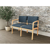 Lenox Wood Waiting Reception 2 Seat Tandem Seating Wood Frame No Center Arm
