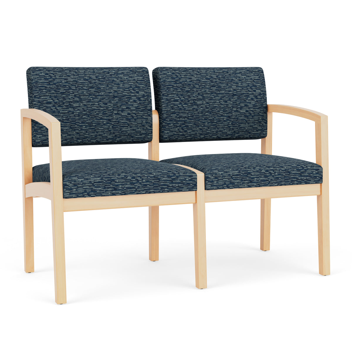 Lenox Wood Waiting Reception 2 Seat Tandem Seating Wood Frame No Center Arm