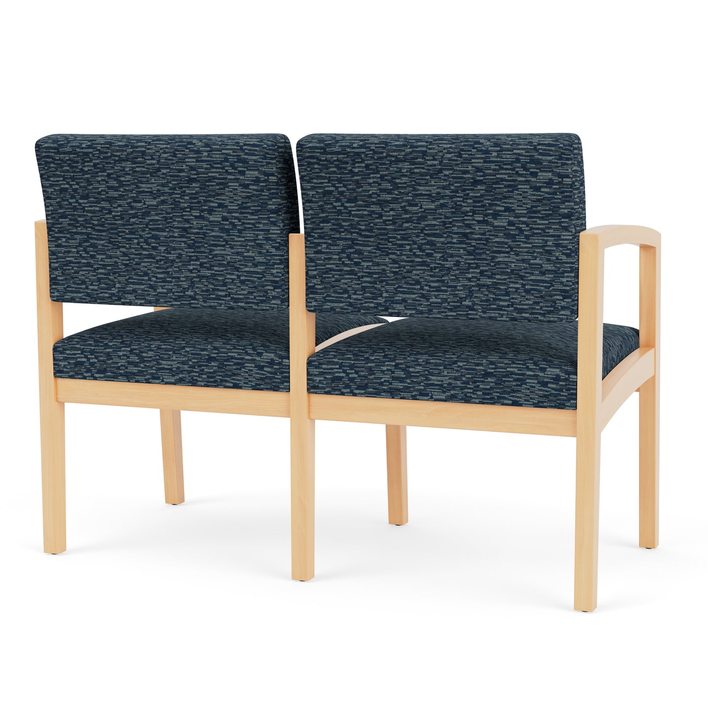 Lenox Wood Waiting Reception 2 Seat Tandem Seating Wood Frame No Center Arm