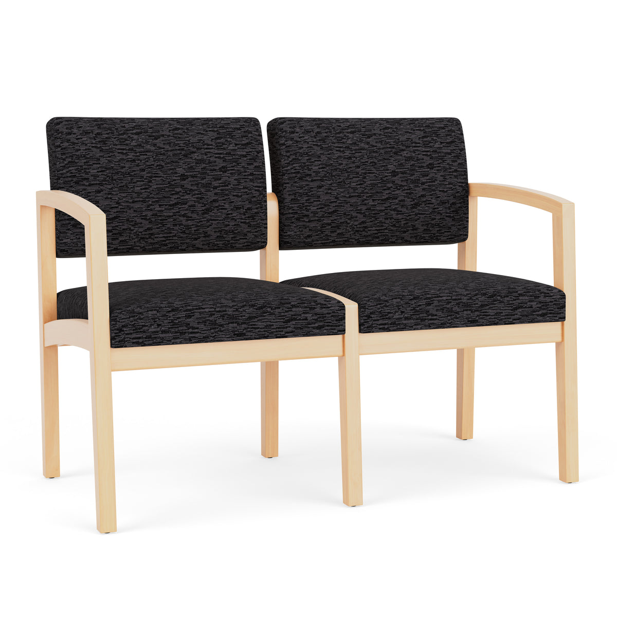 Lenox Wood Waiting Reception 2 Seat Tandem Seating Wood Frame No Center Arm