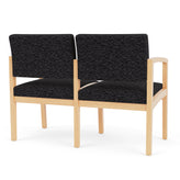Lenox Wood Waiting Reception 2 Seat Tandem Seating Wood Frame No Center Arm