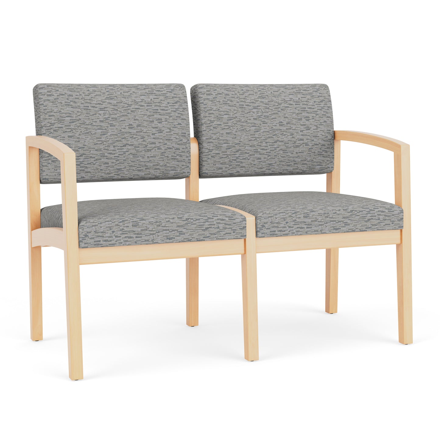 Lenox Wood Waiting Reception 2 Seat Tandem Seating Wood Frame No Center Arm