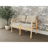 Lenox Wood Waiting Reception 2 Seat Tandem Seating Wood Frame No Center Arm
