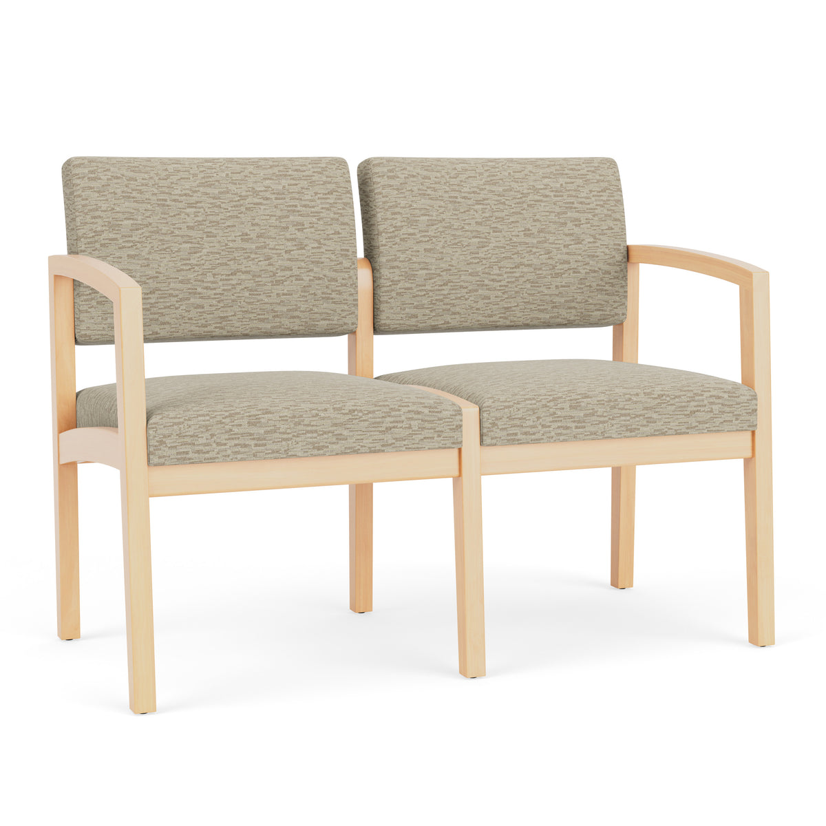 Lenox Wood Waiting Reception 2 Seat Tandem Seating Wood Frame No Center Arm