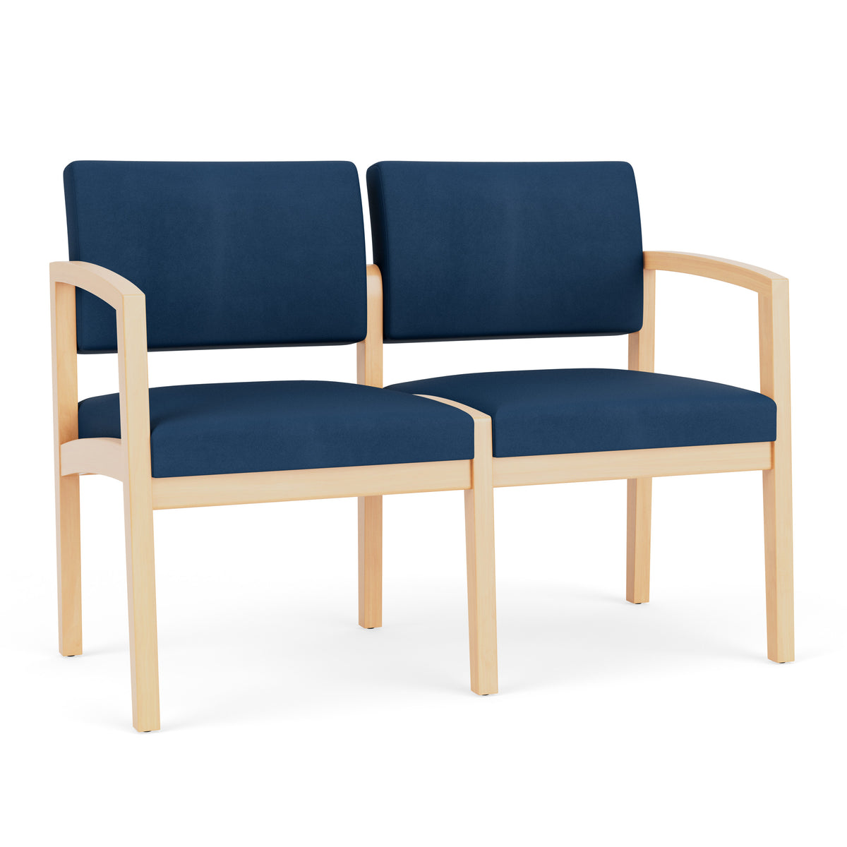 Lenox Wood Waiting Reception 2 Seat Tandem Seating Wood Frame No Center Arm