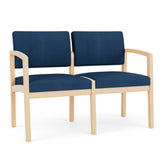 Lenox Wood Waiting Reception 2 Seat Tandem Seating Wood Frame No Center Arm