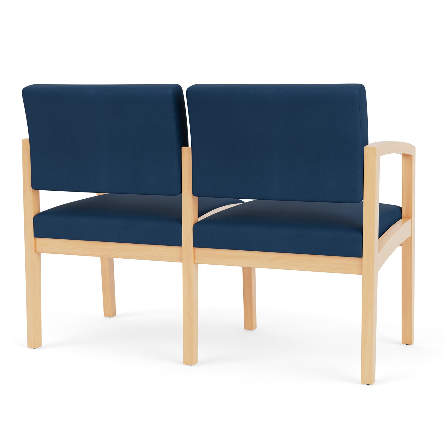 Lenox Wood Waiting Reception 2 Seat Tandem Seating Wood Frame No Center Arm