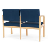 Lenox Wood Waiting Reception 2 Seat Tandem Seating Wood Frame No Center Arm
