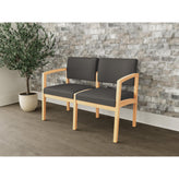 Lenox Wood Waiting Reception 2 Seat Tandem Seating Wood Frame No Center Arm