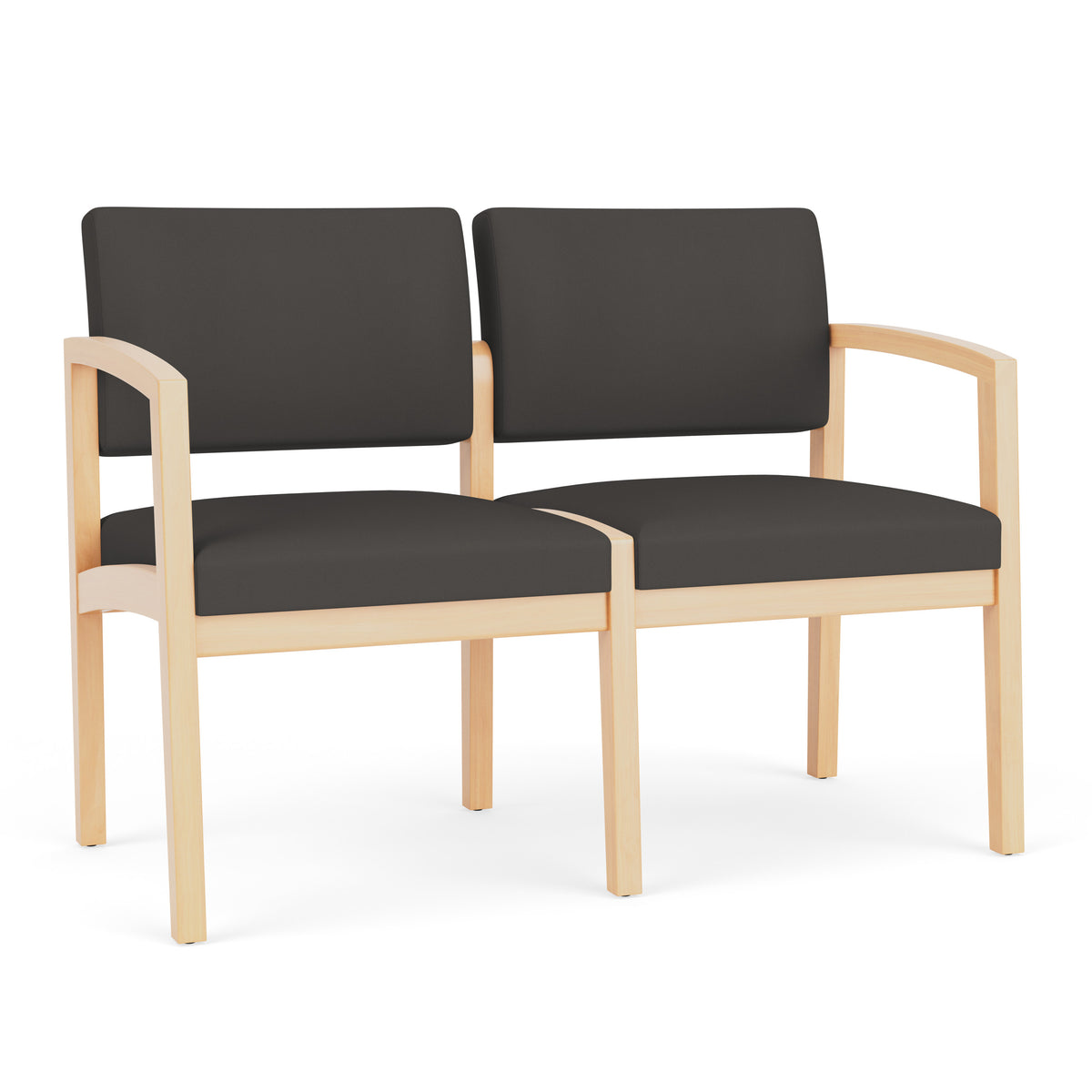 Lenox Wood Waiting Reception 2 Seat Tandem Seating Wood Frame No Center Arm