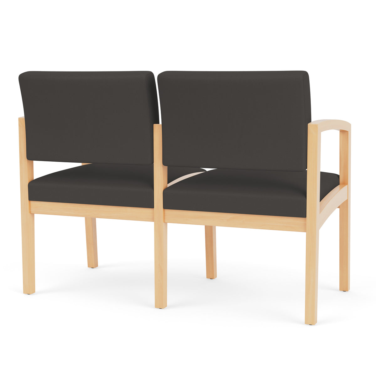 Lenox Wood Waiting Reception 2 Seat Tandem Seating Wood Frame No Center Arm