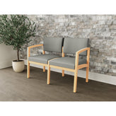 Lenox Wood Waiting Reception 2 Seat Tandem Seating Wood Frame No Center Arm