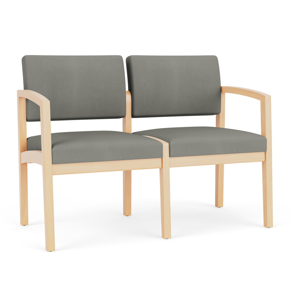 Lenox Wood Waiting Reception 2 Seat Tandem Seating Wood Frame No Center Arm