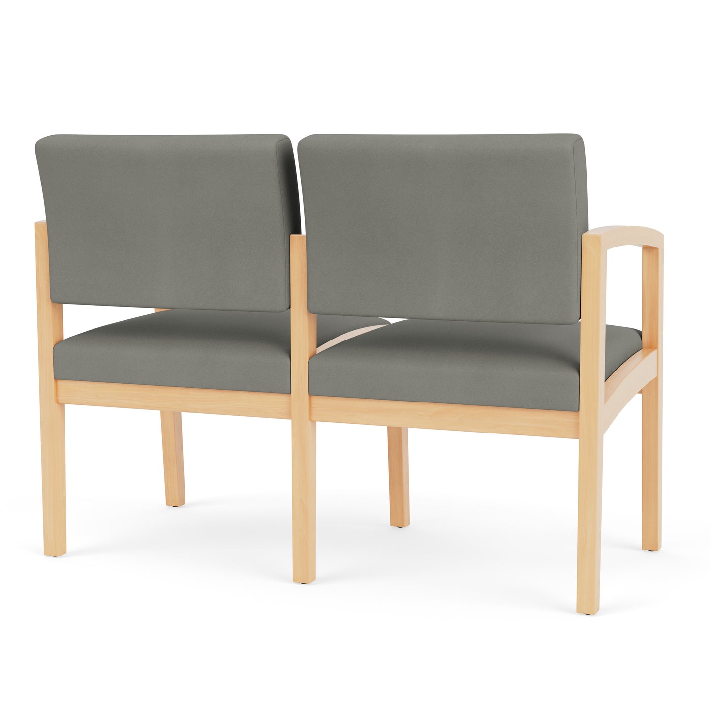 Lenox Wood Waiting Reception 2 Seat Tandem Seating Wood Frame No Center Arm