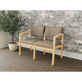 Lenox Wood Waiting Reception 2 Seat Tandem Seating Wood Frame No Center Arm