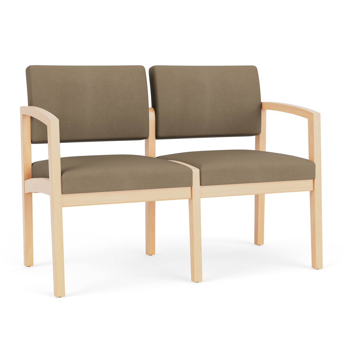 Lenox Wood Waiting Reception 2 Seat Tandem Seating Wood Frame No Center Arm