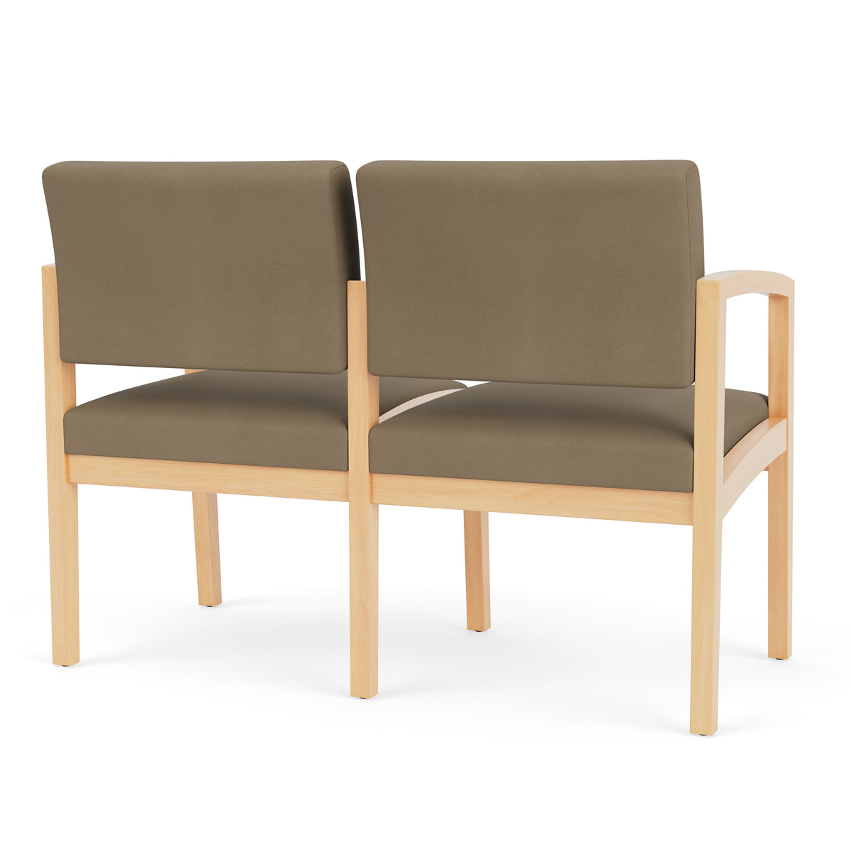 Lenox Wood Waiting Reception 2 Seat Tandem Seating Wood Frame No Center Arm