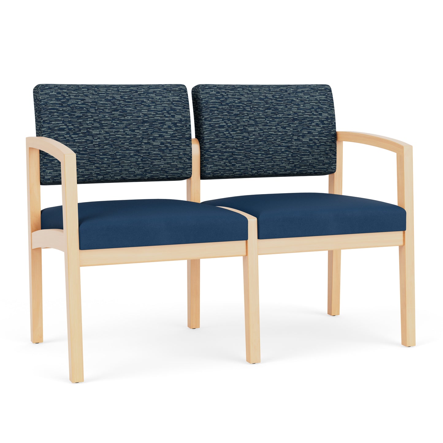 Lenox Wood Waiting Reception 2 Seat Tandem Seating Wood Frame No Center Arm