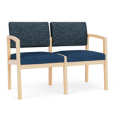 Lenox Wood Waiting Reception 2 Seat Tandem Seating Wood Frame No Center Arm