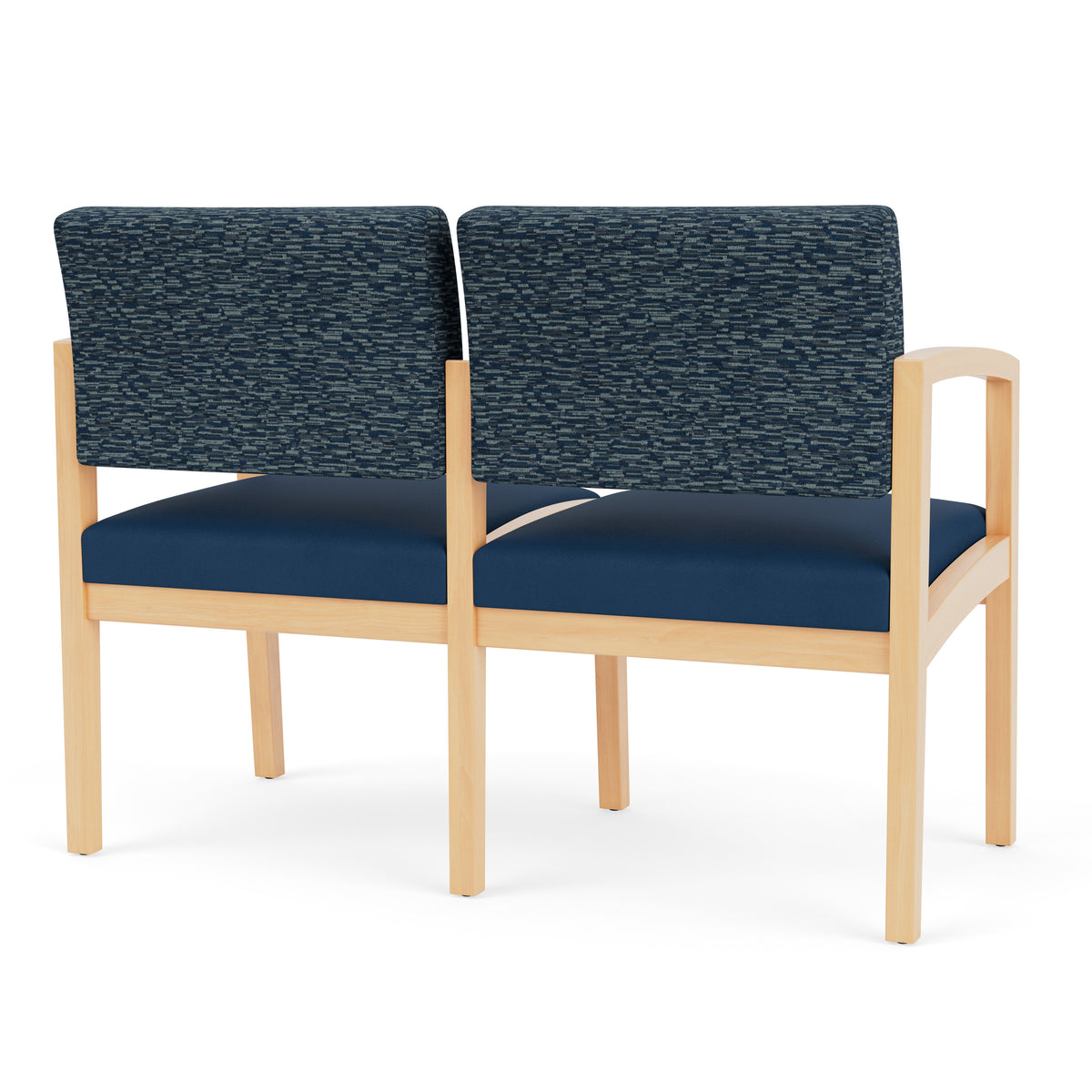 Lenox Wood Waiting Reception 2 Seat Tandem Seating Wood Frame No Center Arm