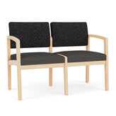 Lenox Wood Waiting Reception 2 Seat Tandem Seating Wood Frame No Center Arm