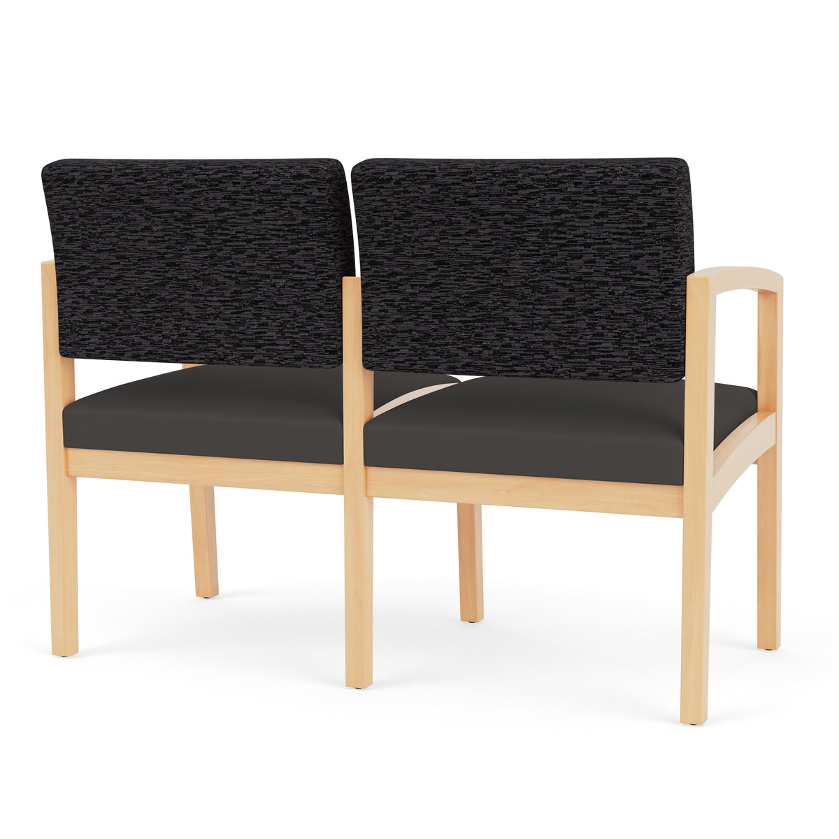 Lenox Wood Waiting Reception 2 Seat Tandem Seating Wood Frame No Center Arm