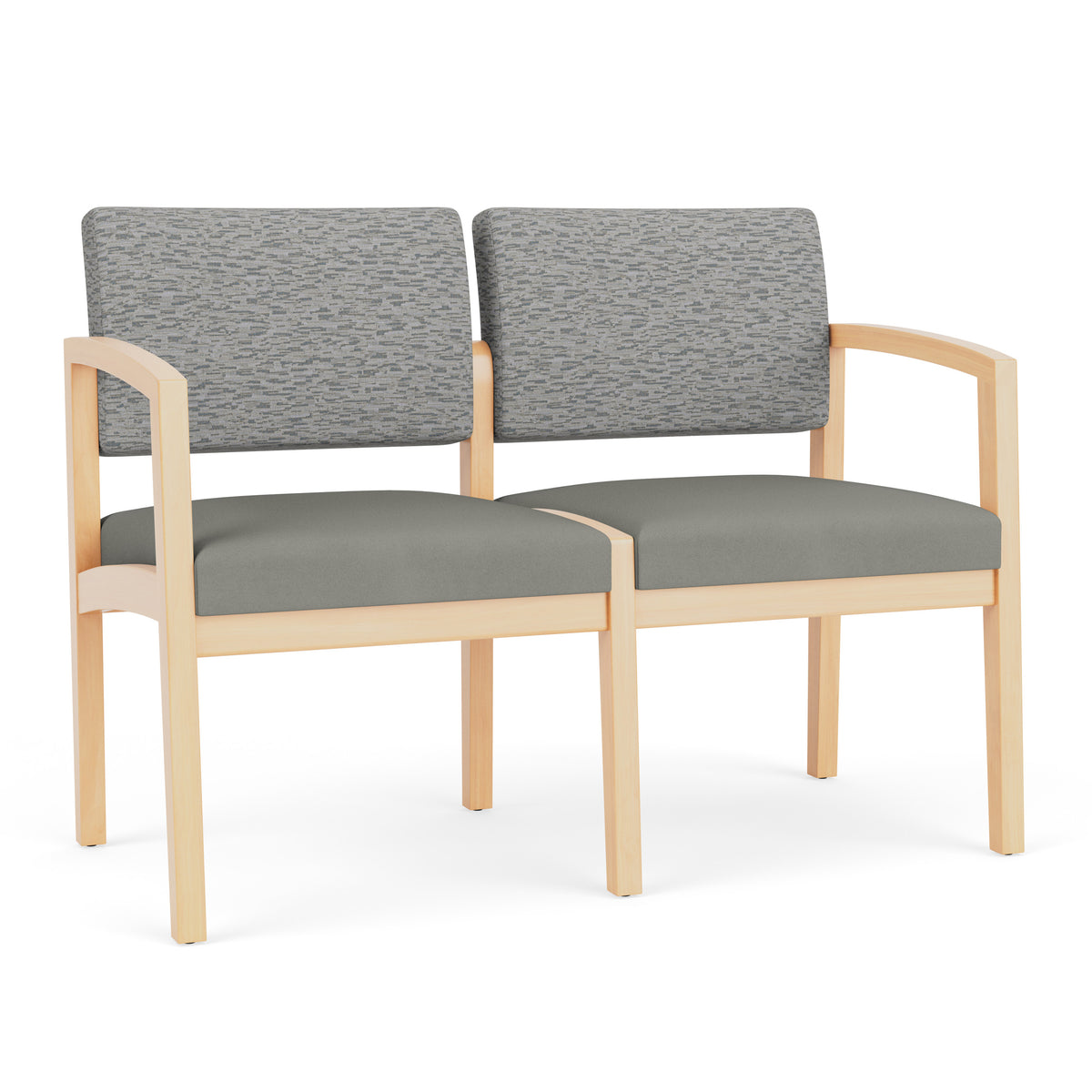 Lenox Wood Waiting Reception 2 Seat Tandem Seating Wood Frame No Center Arm