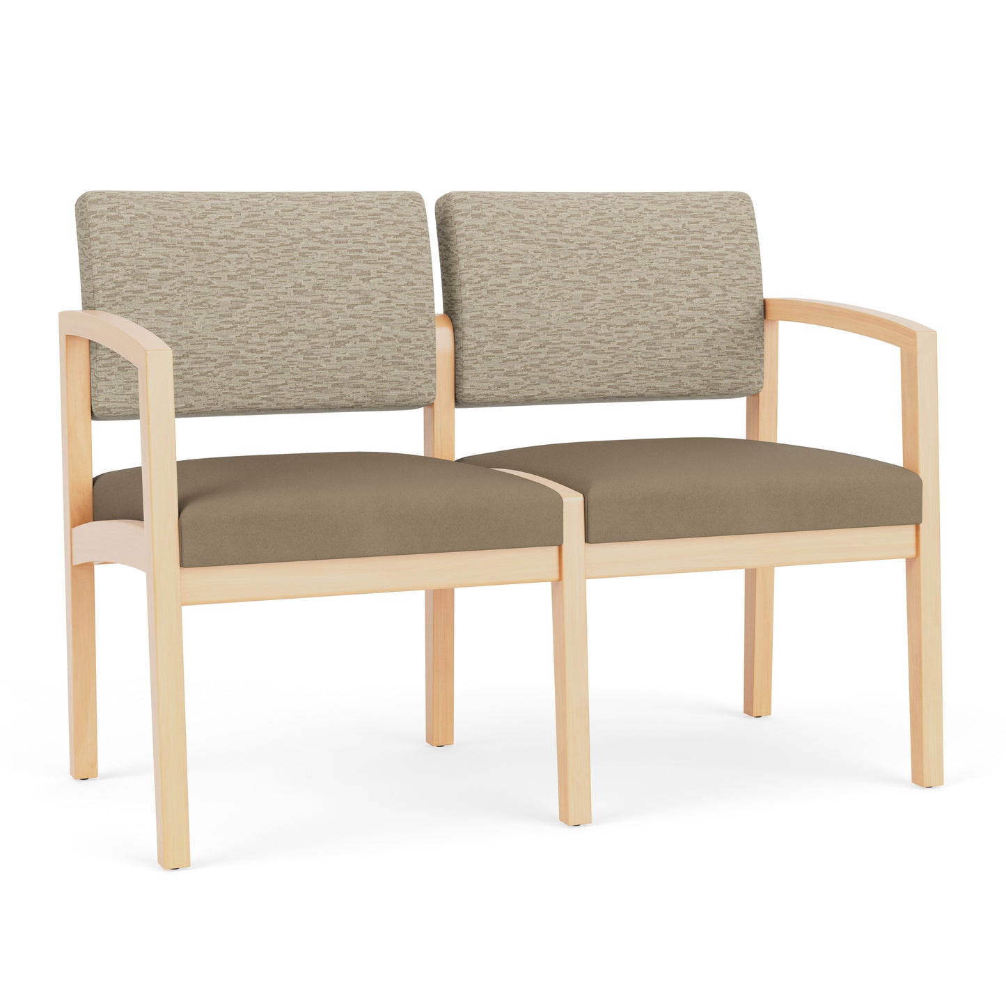 Lenox Wood Waiting Reception 2 Seat Tandem Seating Wood Frame No Center Arm
