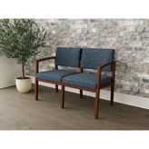 Lenox Wood Waiting Reception 2 Seat Tandem Seating Wood Frame No Center Arm