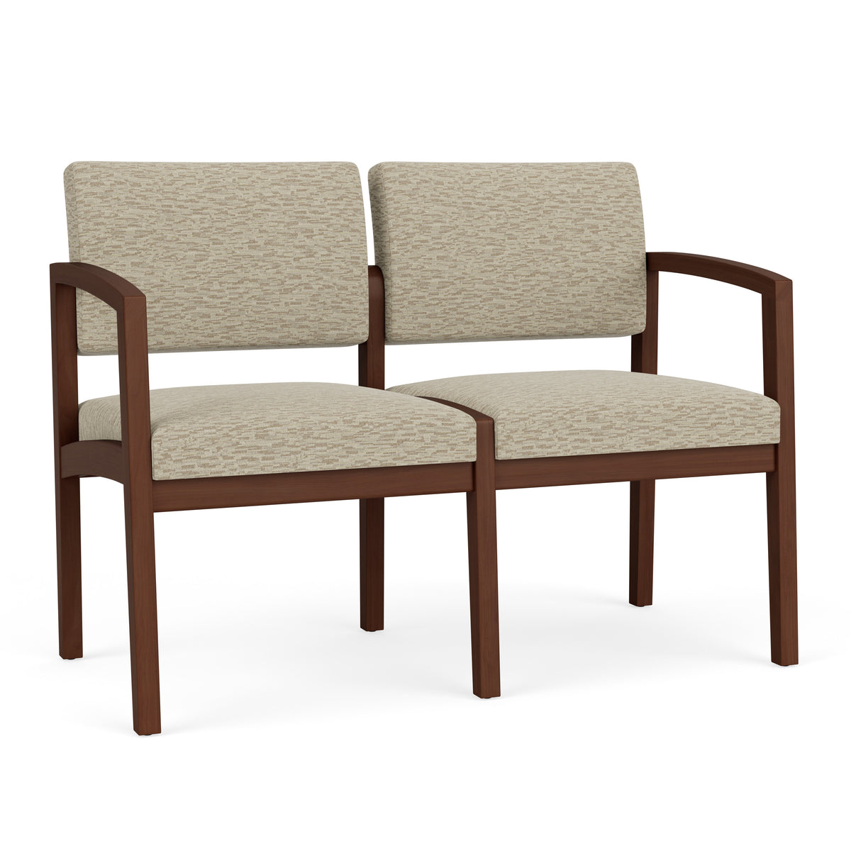 Lenox Wood Waiting Reception 2 Seat Tandem Seating Wood Frame No Center Arm