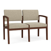 Lenox Wood Waiting Reception 2 Seat Tandem Seating Wood Frame No Center Arm