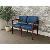 Lenox Wood Waiting Reception 2 Seat Tandem Seating Wood Frame No Center Arm