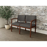 Lenox Wood Waiting Reception 2 Seat Tandem Seating Wood Frame No Center Arm