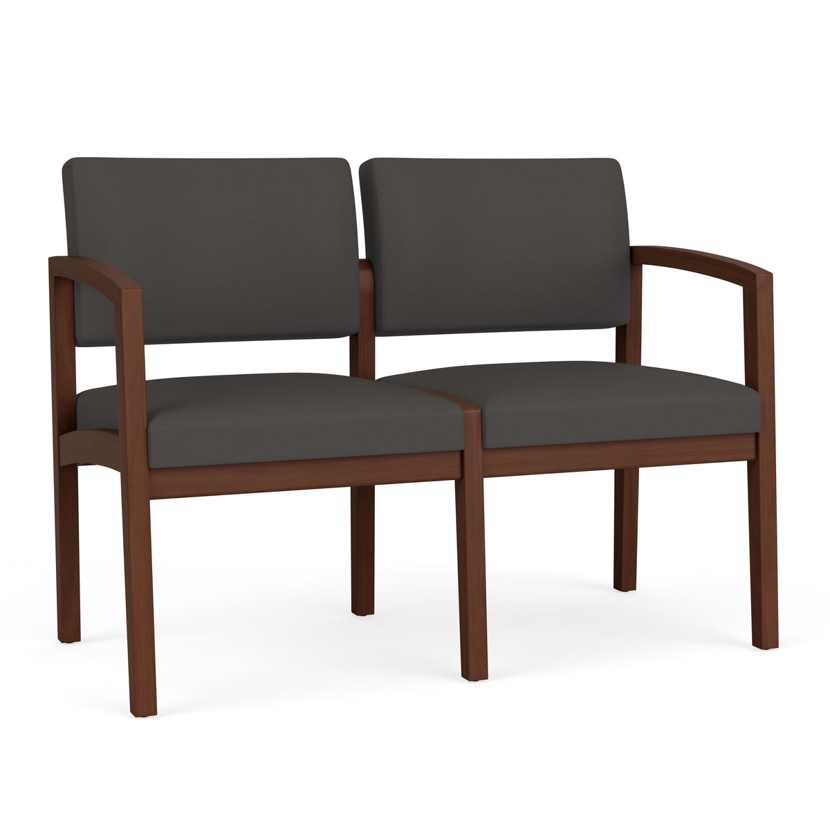Lenox Wood Waiting Reception 2 Seat Tandem Seating Wood Frame No Center Arm