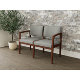 Lenox Wood Waiting Reception 2 Seat Tandem Seating Wood Frame No Center Arm