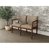 Lenox Wood Waiting Reception 2 Seat Tandem Seating Wood Frame No Center Arm