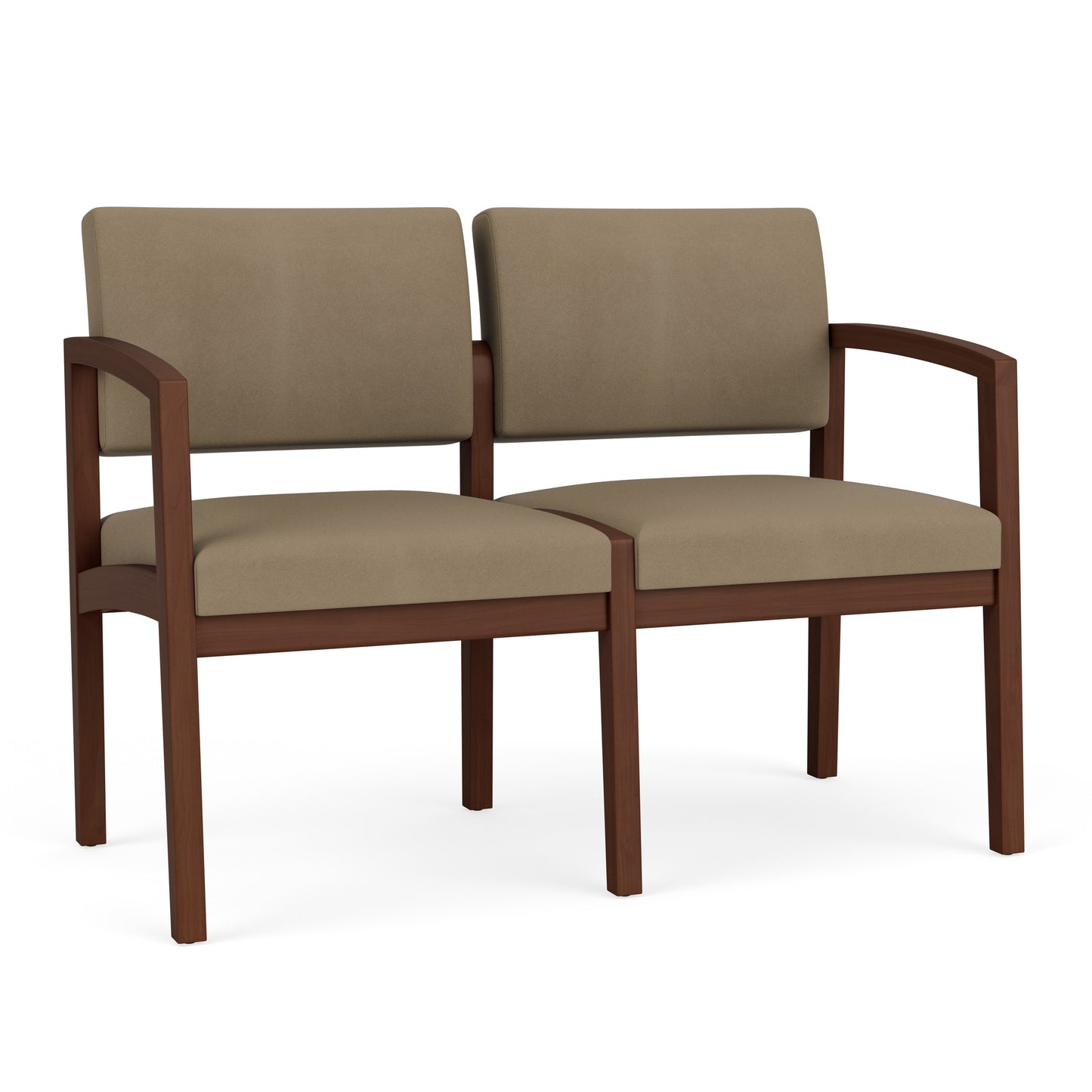 Lenox Wood Waiting Reception 2 Seat Tandem Seating Wood Frame No Center Arm