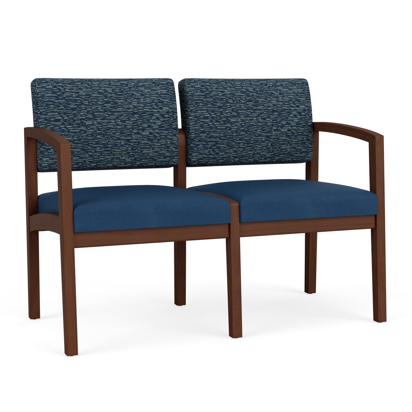 Lenox Wood Waiting Reception 2 Seat Tandem Seating Wood Frame No Center Arm